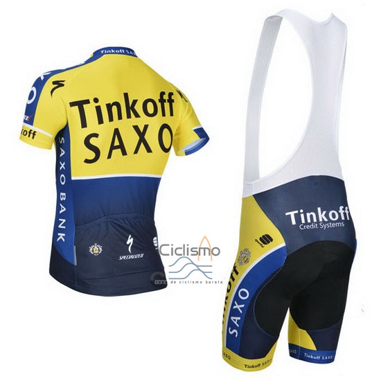 Tinkoff Saxo Bank Ropa Ciclismo Culotte Corto 2014 Mangas Cortas Azul y AMarillo